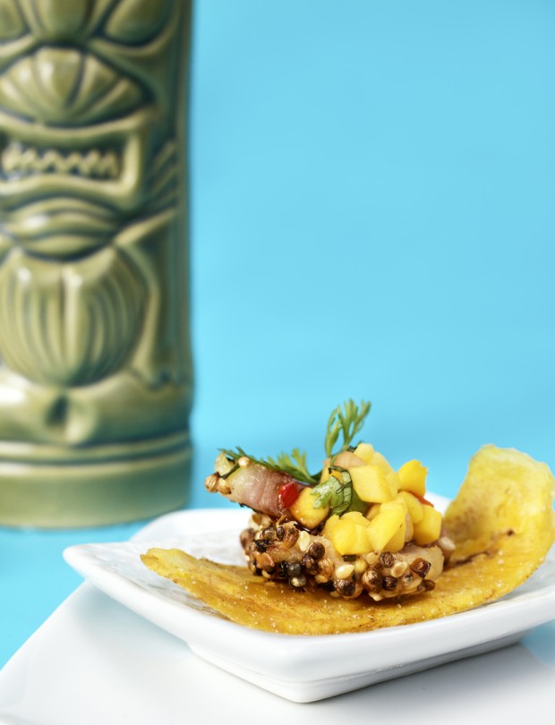 Seared Ahi Tuna Carpaccio on Plantain Curls Recipes Feast Magazine