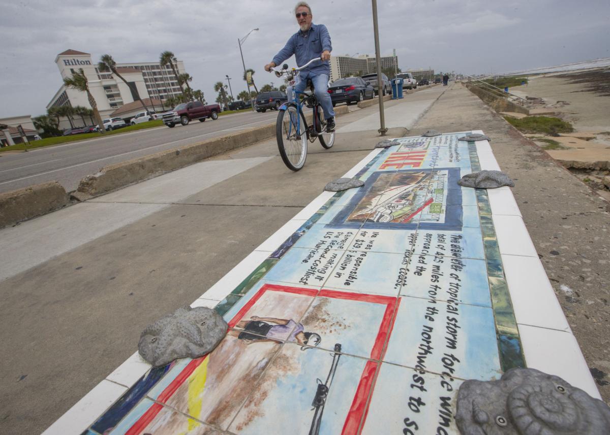 crafted benches that line the seawall on March 4 in Galveston crafted benches that line the seawall on March 4 in Galveston