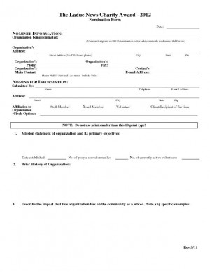 2012 LN Charity Award Application