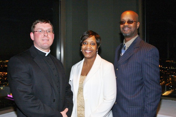 Fr. Joe Post, Carla and Samuel Hudson