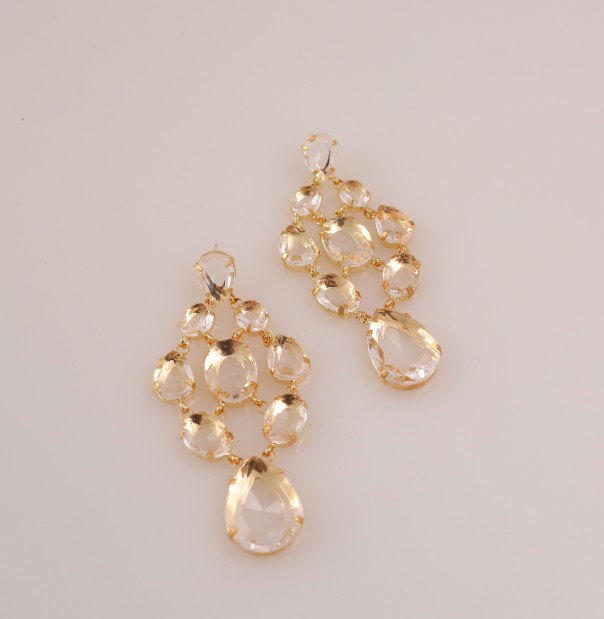 Look 6 chandelier earrings, $TK, Alixandra Collection