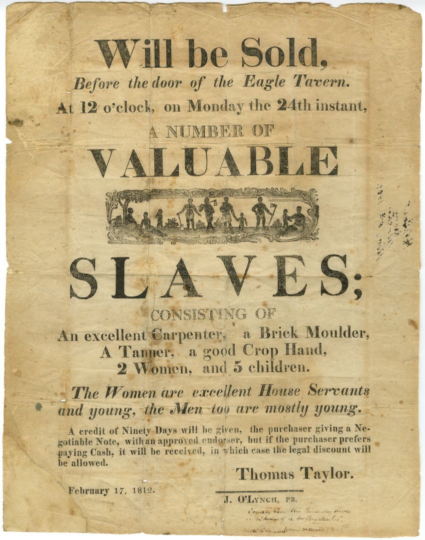 "To Be Sold" Exhibition On Slavery Opens At Library Of Virginia ...