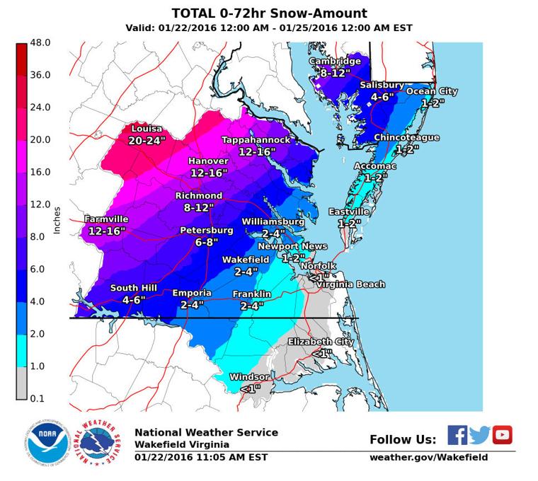 Weather Service says 7 to 15 inches of snow forecast for Richmond area ...