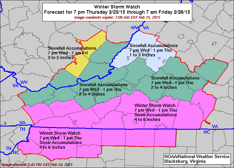 Winter storm warning issued south of Roanoke; heavy snow risk may yet