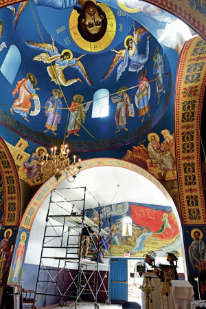 Greek artists return to Eldorado church to create more sacred art  