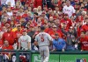 Fans yell at Albert Pujols during Game One NLDS
