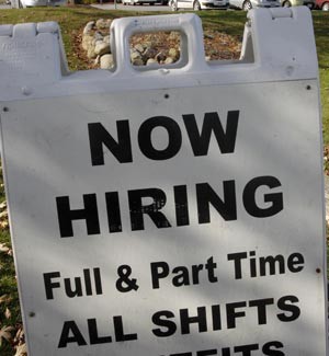 Hiring sign outside business
