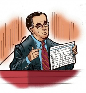 Sketch of linguistics expert Robert Leonard.