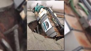 Sinkhole at car wash swallows truck weighing 55,000 pounds