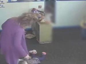 Raw: Daycare employee seen kicking child