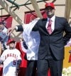 New Angels first baseman Albert Pujols puts on new jersey