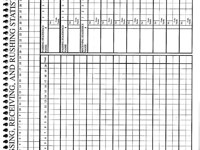 Football stat sheets and forms Coaches corner