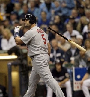 Pujols flips bat