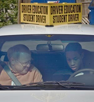 Driver's ed teacher and student