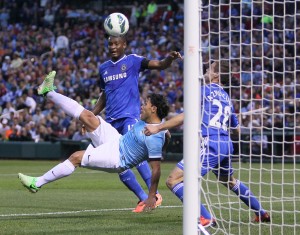 Kicks, hits and bruises at Busch Stadium soccer match