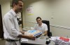 A cake from the GOP is delivered at Robin Carnahan's campaign office