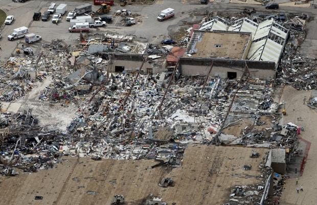 Aerial view of the Joplin tornado damage