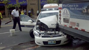 University City police car hits sedan, Metro bus