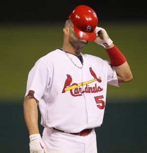 Pujols pops out in the third