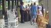 Police outside the Ferguson Cracker Barrel, where gunfire erupted outside