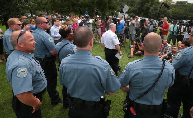 Ferguson police chief answers questions under heightened security