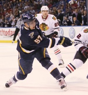 The St. Louis Blues played the Chicago Blackhawks in St. Louis, Mo.