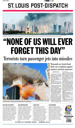 Post-Dispatch front page from 9/12/2001