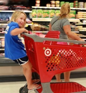 Shopper hits the store for groceries