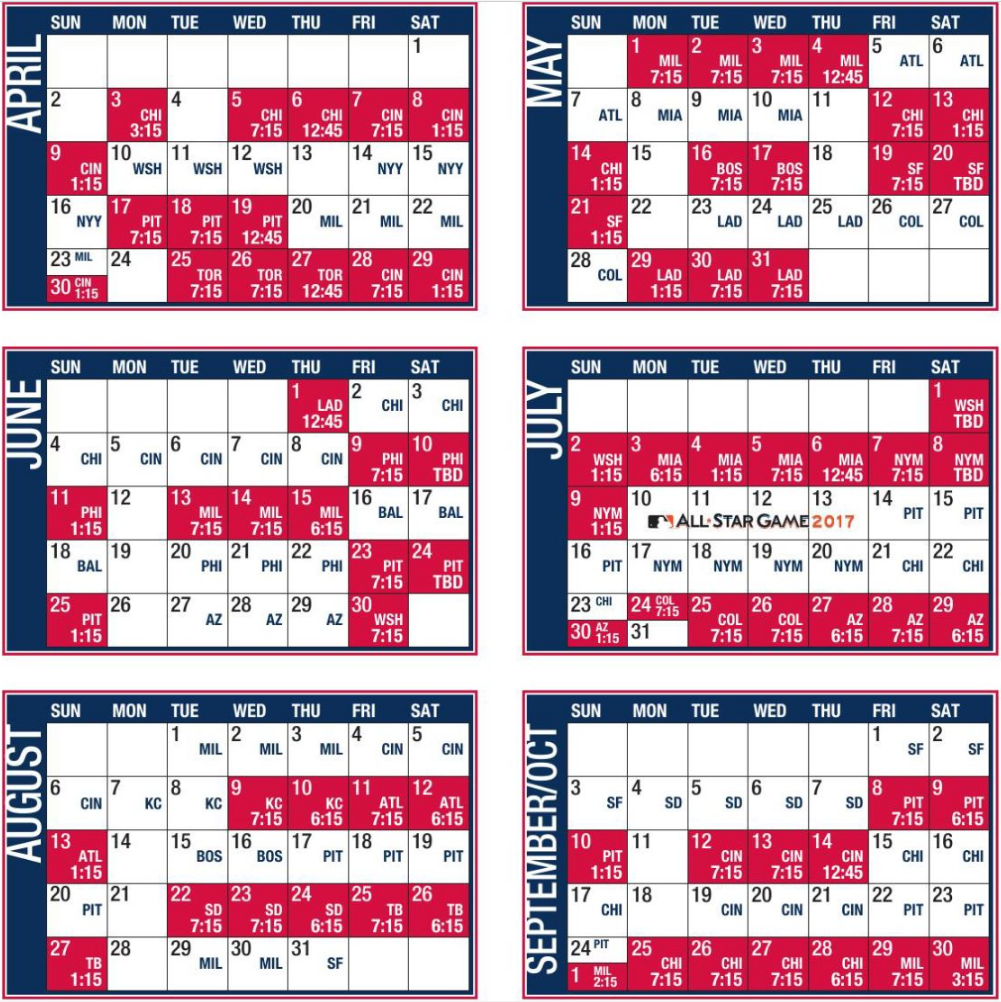 2017 mlb schedule cubs