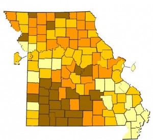 Feb. 7, 2012 turnout map The darker the shade, the greater the turnout
