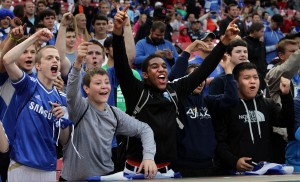 Record crowd cheers for soccer at Busch Stadium