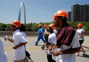 Jobs rally on Eads Bridge