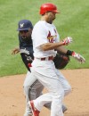 Winn tagged out