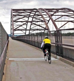 Bicyclist on Page Avenue extension