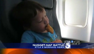 Sleepy kid can't finish chicken nuggets