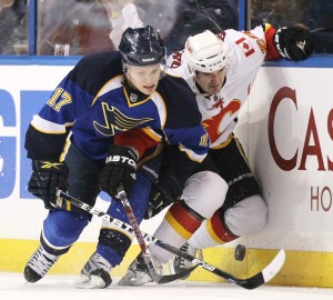 The St. Louis Blues played the Calgary Flames in St. Louis, Mo.