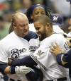 Casey McGehee celebrates with Prince Fielder