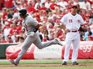 Pujols rounds the bases in the 1st