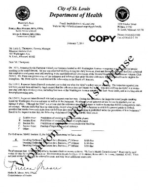 MAC violation letter from St. Louis Health department