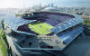Proposed riverfront stadium -aerial view from north