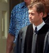 Chaplain Keith Jackson leaving funeral