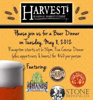 Harvest to host a collaborative beer dinner