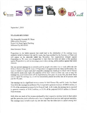 E-tax letter to Nixon
