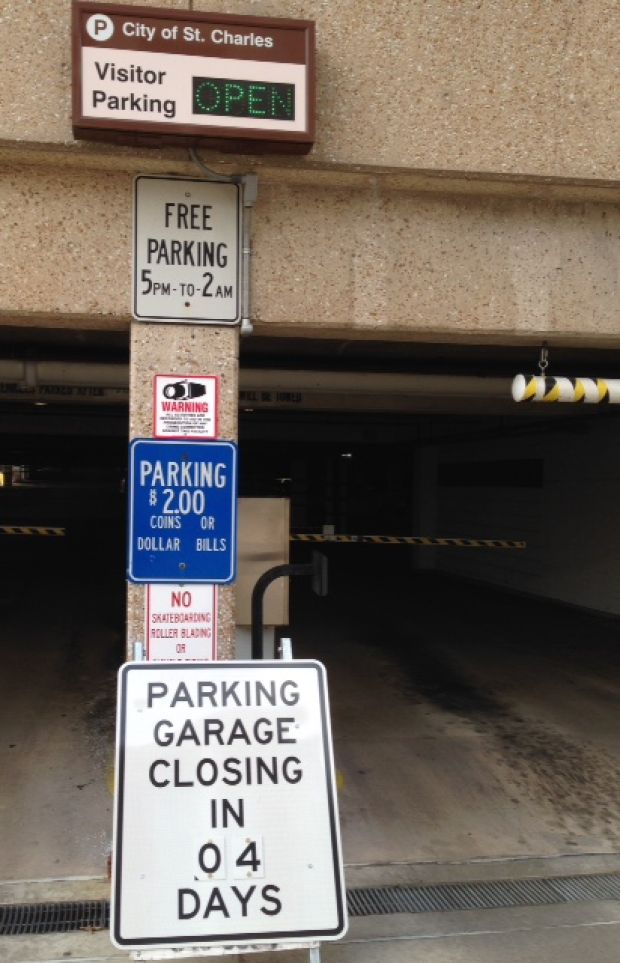Key St. Charles garage closes Tuesday for five months; shuttle buses