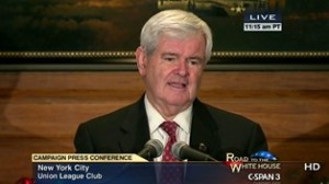 Newt Gingrich speaking in New York on Dec. 5, 2011.