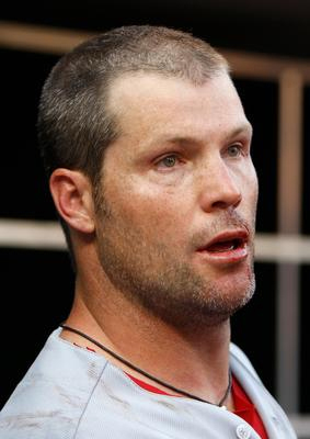 10, 2010 -- St. Louis Cardinals backup catcher <b>Jason LaRue</b> in the dugout ... - 4c956537c9f5b.image