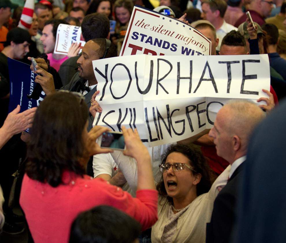 Video: Protests at Trump rally in New Orleans among campaign's most intense, racially focused _lowres