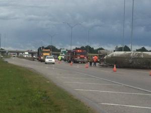 I-44 westbound narrowed, U.S. 169 ramps closed due to collision involving semi