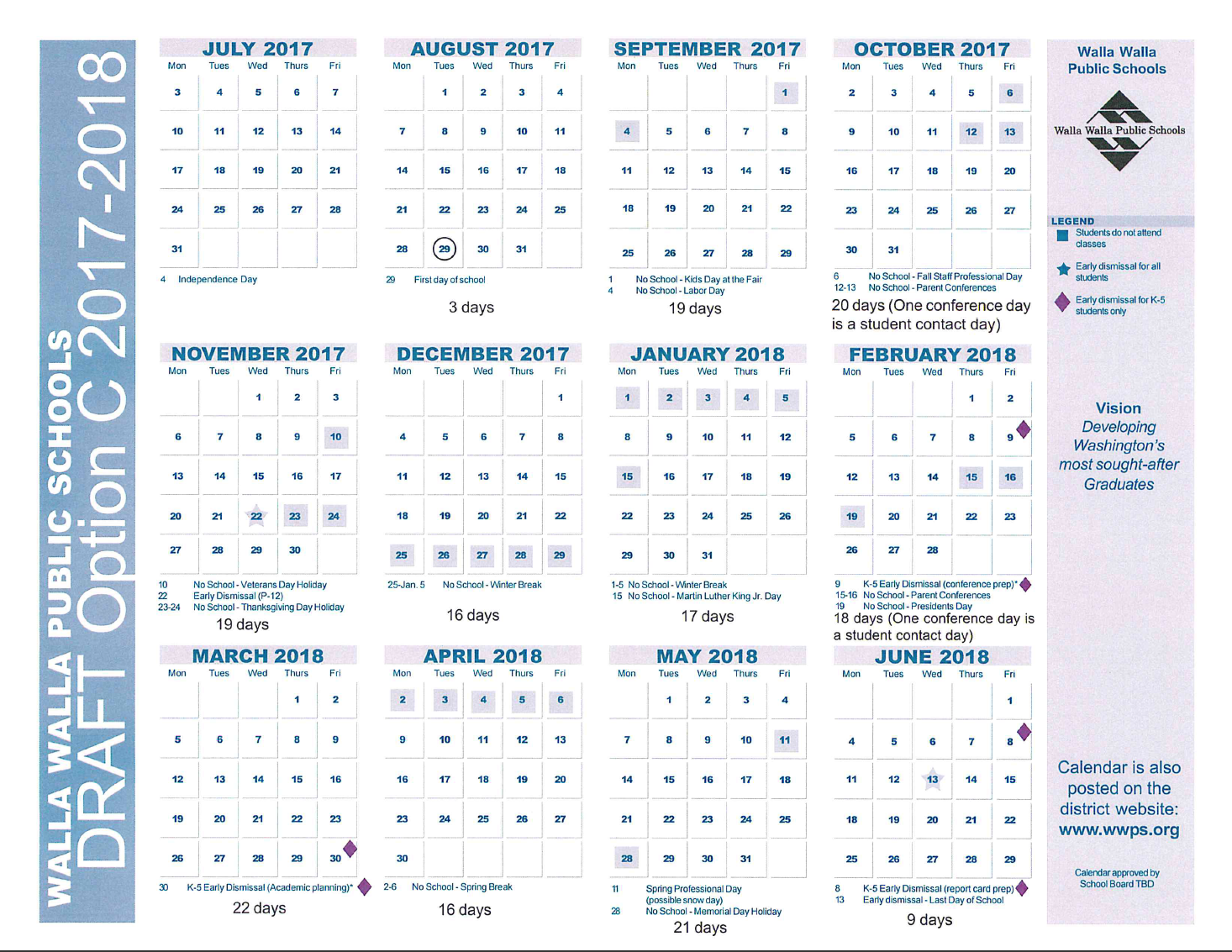 Calendars OK d For Next Two School Years In Walla Walla Walla Walla Calendars OK d For Next Two School Years In Walla Walla Walla Walla