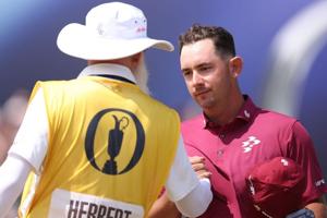 Lucas Herbert fires 62 for British Open lead as penalty knocks DeChambeau back